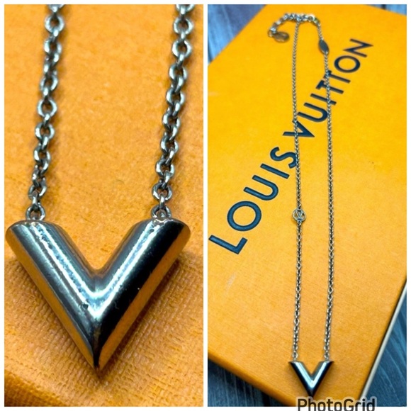 LOUIS VUITTON Essential V Supple Silver Necklace - Picture 1 of 11